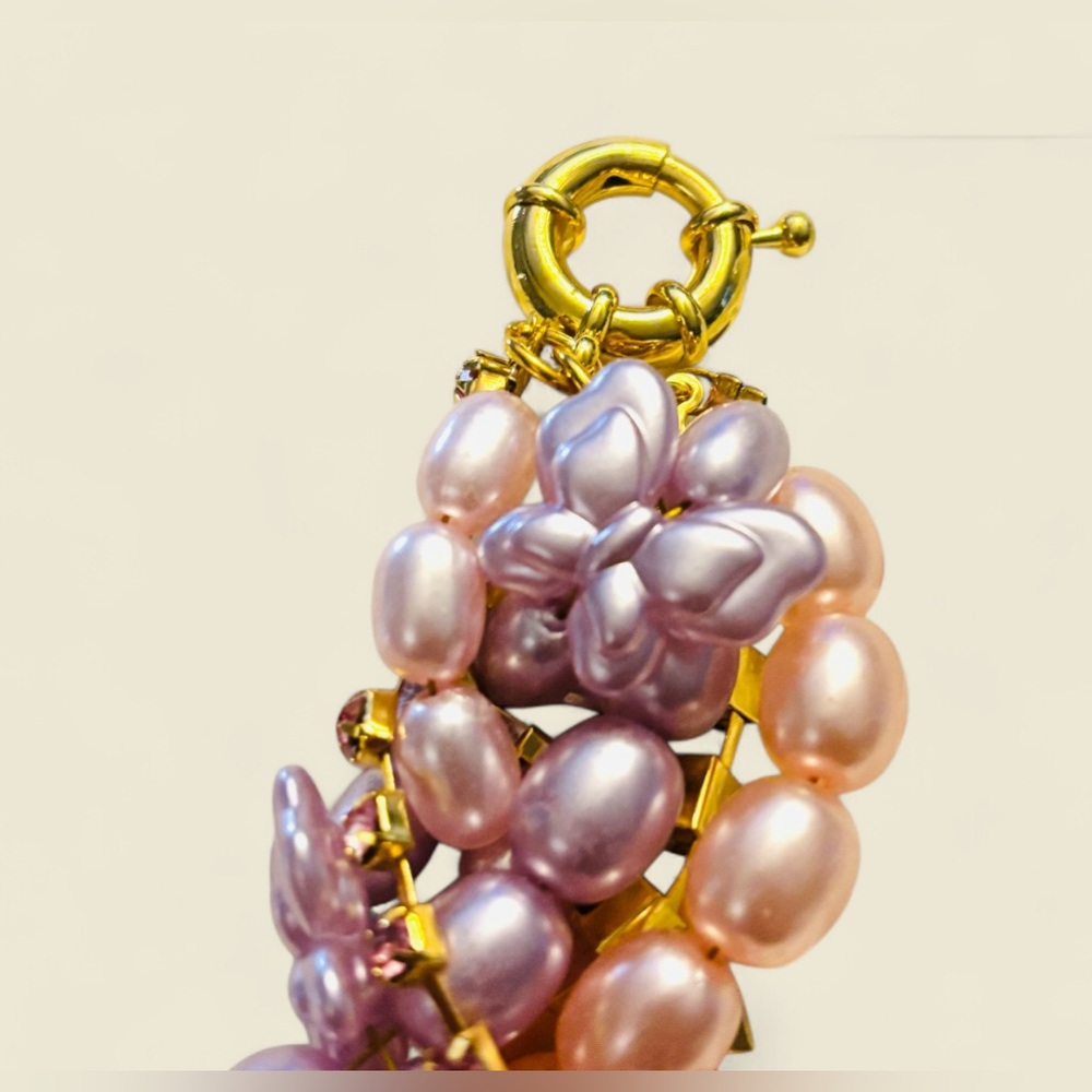 Sassy Jones Braided Butterfly Pink and Purple Faux Pearl Bracelet - Picture 4 of 5